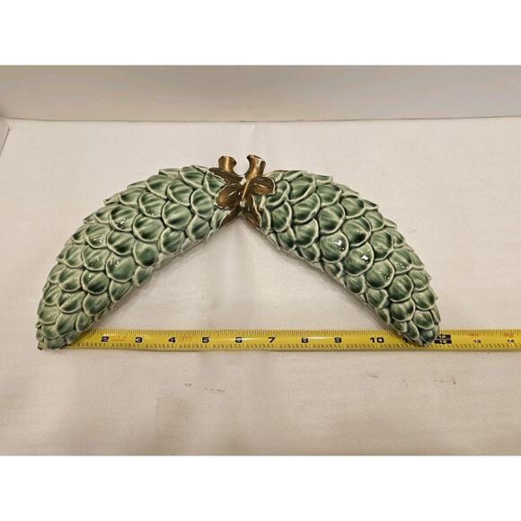 Vintage Kent Art Ware, Green Pinecones Holiday Christmas, Porcelain Japan Signed - Picture 8 of 11